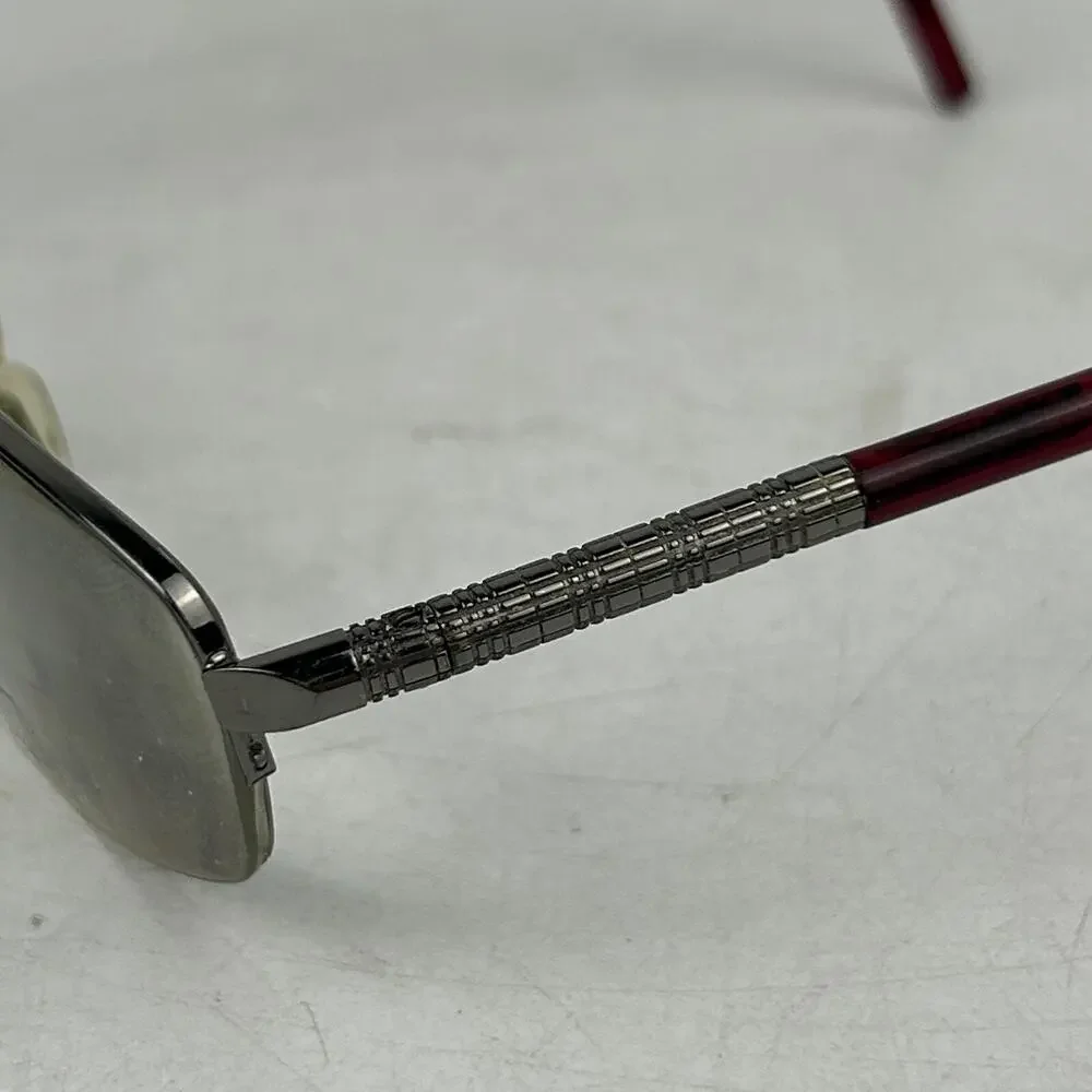 Burberry B1157 1003 Eyeglasses Frame Womens Silver Burgundy Half Rim 52-17-135mm